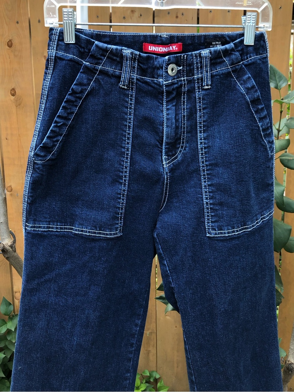 Y2K Boho UnionBay Cropped Dark Wash Denim Ultra High Rise Jeans Wide Leg